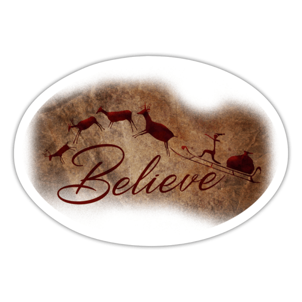 Believe Santa Cave Art Sticker